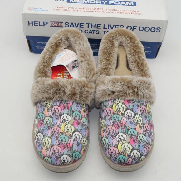 NEW Skechers Bobs Women's 6 Wide Too Cozy Doodles Dogs Slippers Indoor Outdoor - Picture 5 of 10